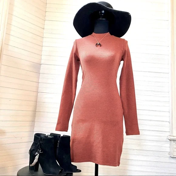 Nordstrom Dresses Nordstrom Bp Longsleeve Rust Brown Stripe